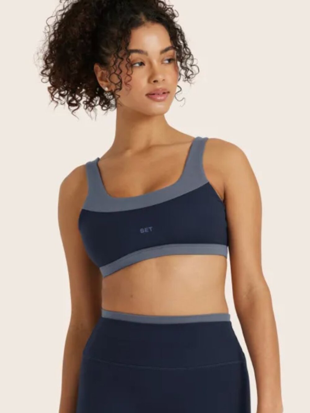 SET ACTIVE Formcloud Colorblock Contrast Blue Sports Bra Medium